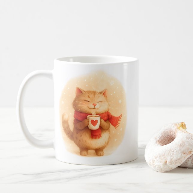 Orange Cat Mug for Cat Lovers Kaffeetasse (Mit Donut)