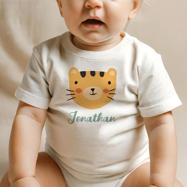 Orange Cat Niedlicher Individuelle Name Baby T-shirt (Von Creator hochgeladen)