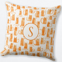 Orange Cat Pattern Monogram