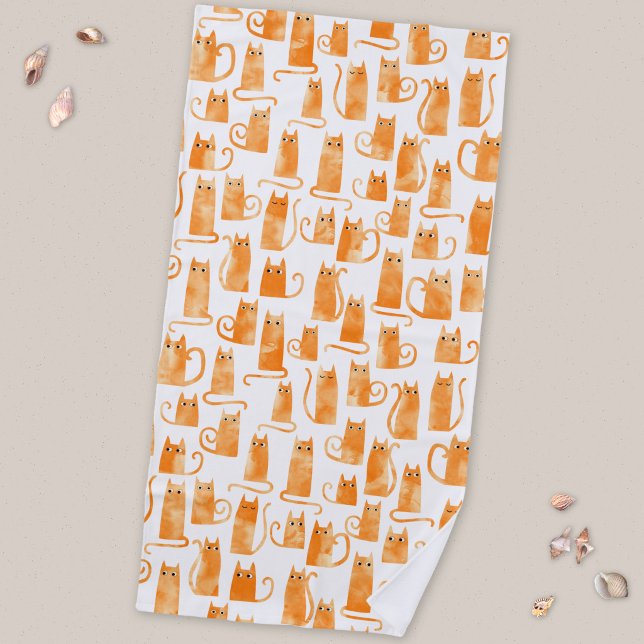 Orange Cat Pattern Strandtuch (Orange ginger cat pattern beach towel)