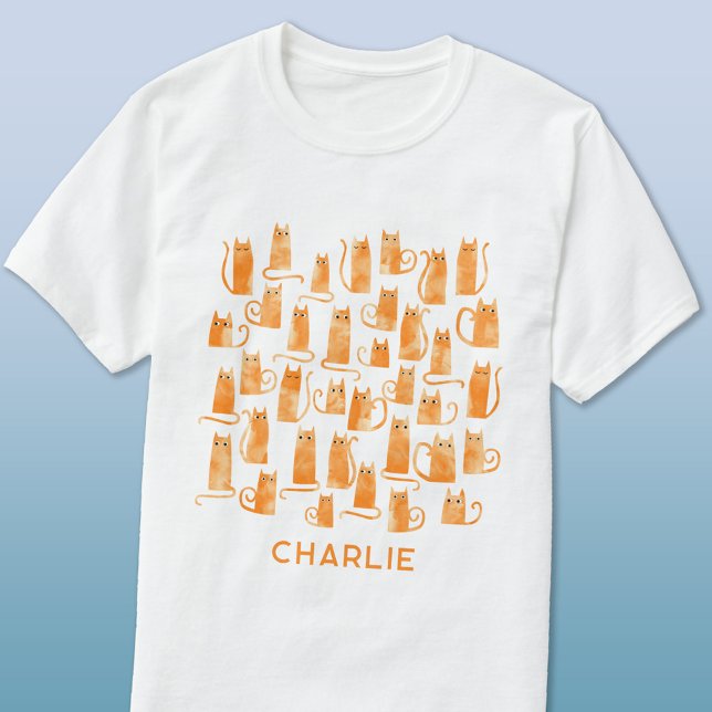 Orange Cat Personalisiert T-Shirt (Ginger orange cat personalized name t-shirt)