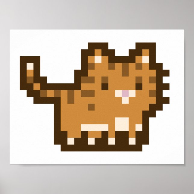 Orange Cat Pixel Art Wide Poster (Vorne)