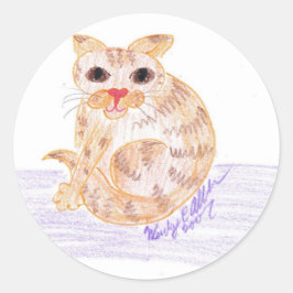 Orange Cat Runder Aufkleber