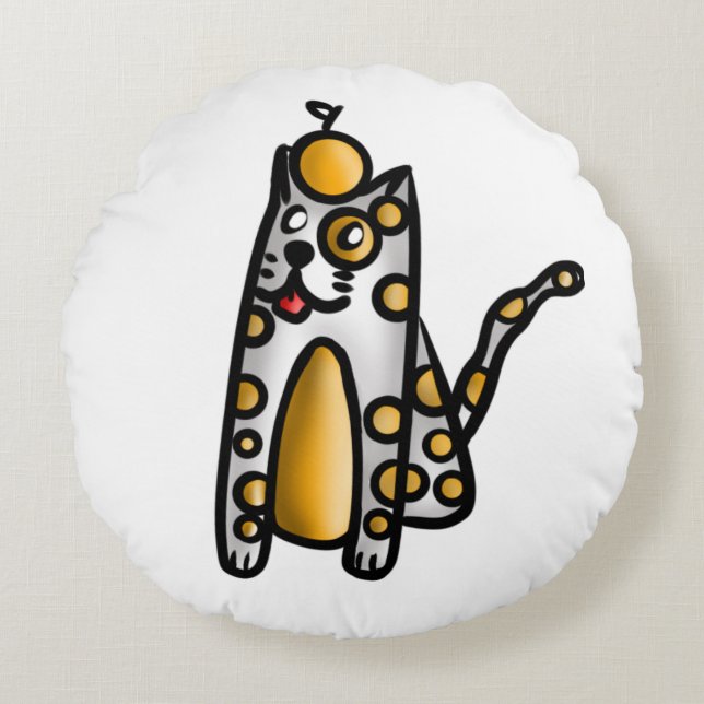 Orange Cat Rundes Kissen (Vorderseite)