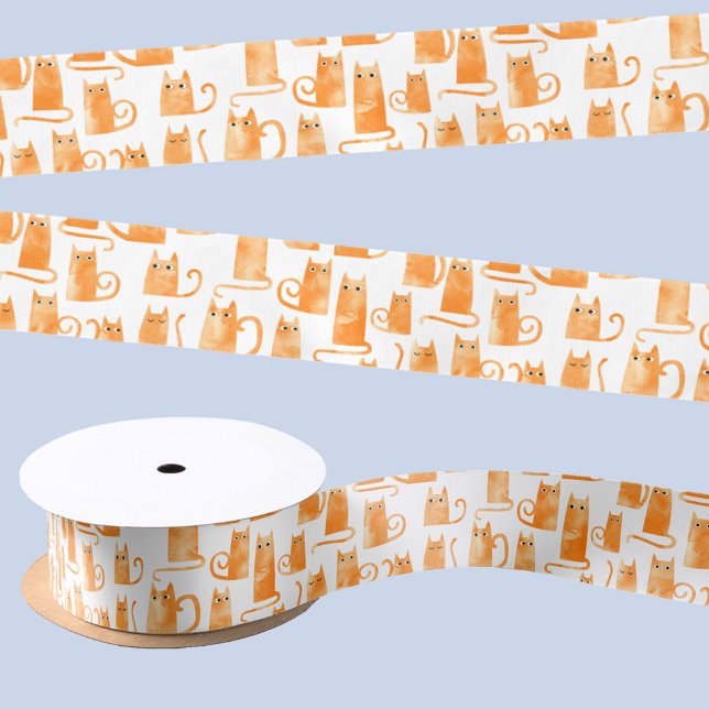 Orange Cat Satinband (Fun orange ginger cat satin ribbon for animal lovers)