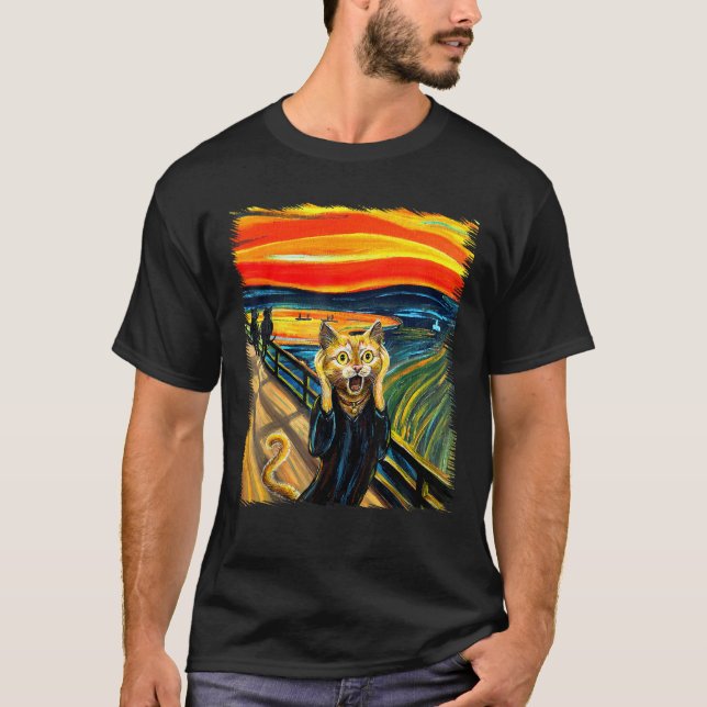 Orange Cat Scream Art Malerei Kat Lover Kat Mama C T-Shirt (Vorderseite)
