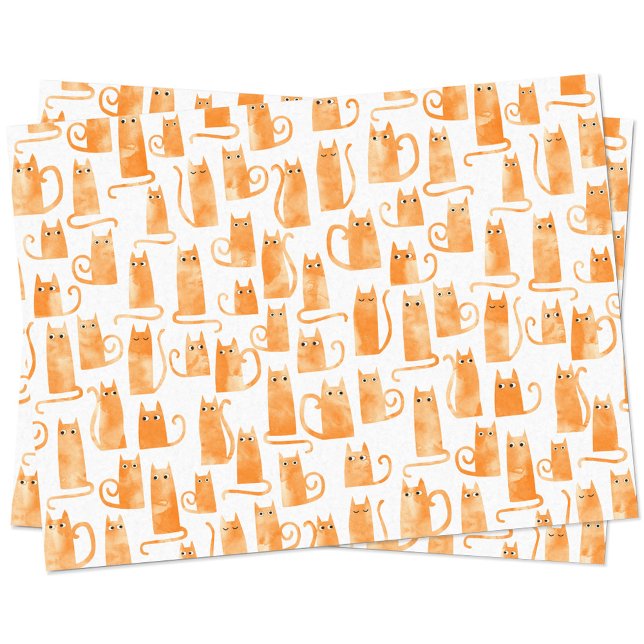 Orange Cat Seidenpapier (Orange cat watercolor pattern tissue paper)