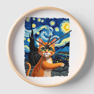 Orange Cat Selfie Starry Night Cat Mom Cat Lovers Uhr