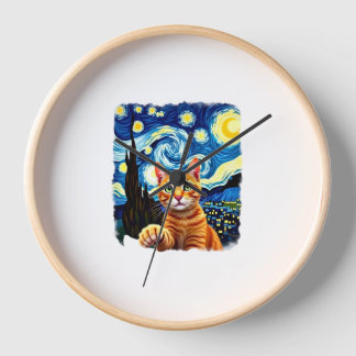 Orange Cat Selfie Starry Night Cat Mom Cat Lovers Uhr