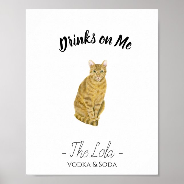 Orange Cat Signature Drink Sign Poster (Vorne)