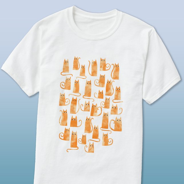 Orange Cat T-Shirt (Orange ginger cat watercolor t-shirt)