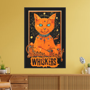 Orange Cat Tarot Magie Cosmic Art Print Leinwanddruck