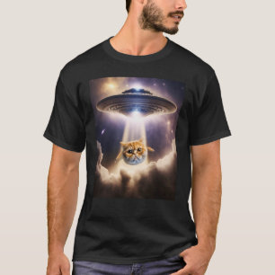 Orange Cat UFO Space Alien Niedlich Kitten Beam Up T-Shirt