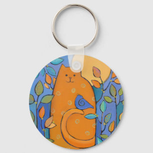 Orange Cat with Bird by Sue Davis Schlüsselanhänger
