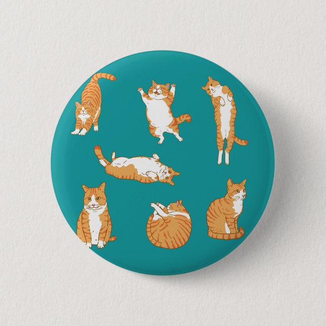 Orange Cats Funny Button (Vorderseite)