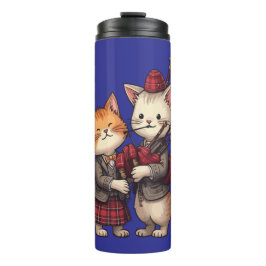 Orange Cats Playing Bagpipes and Wearing Plaid Thermosbecher