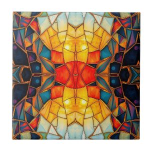 Orange Center Kaleidoskop Fliese