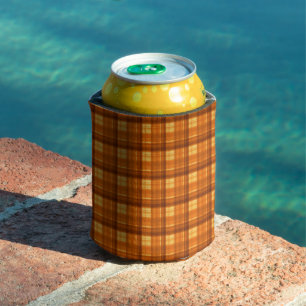 Orange Checked Tartan Print, Dosenkühler