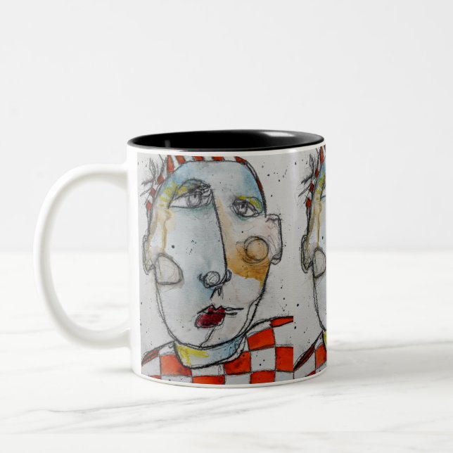 Orange Checkered 11oz Tasse (Links)