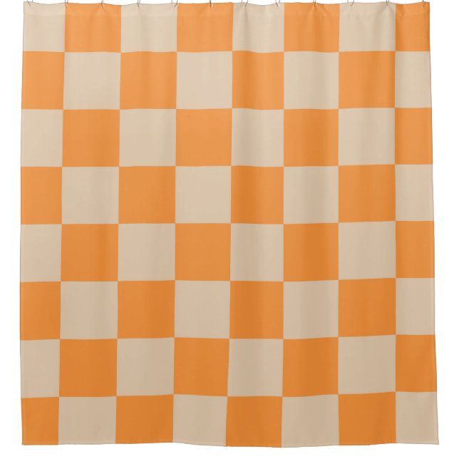 Orange Checkered Gingham Pattern Duschvorhang (Vorderseite)