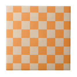 Orange Checkered Gingham Pattern Fliese