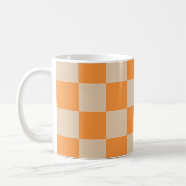 Orange Checkered Gingham Pattern Kaffeetasse (Links)