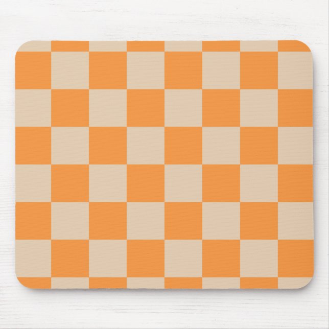 Orange Checkered Gingham Pattern Mousepad (Vorne)