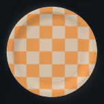 Orange Checkered Gingham Pattern Pappteller<br><div class="desc">Orange Checkered Gingham Pattern</div>