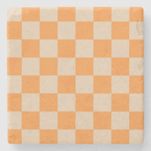 Orange Checkered Gingham Pattern Steinuntersetzer