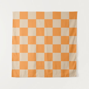 Orange Checkered Gingham Pattern Wandteppich