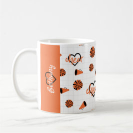 Orange Cheer Hearts, Pom Poms, Megaphone Muster Kaffeetasse