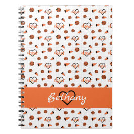 Orange Cheer Hearts, Pom Poms, Megaphone Muster Notizblock