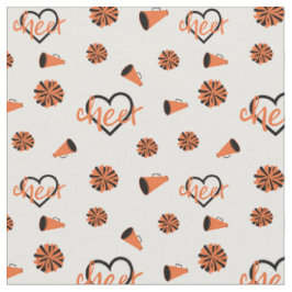 Orange Cheer Hearts, Pom Poms, Megaphone Muster Stoff