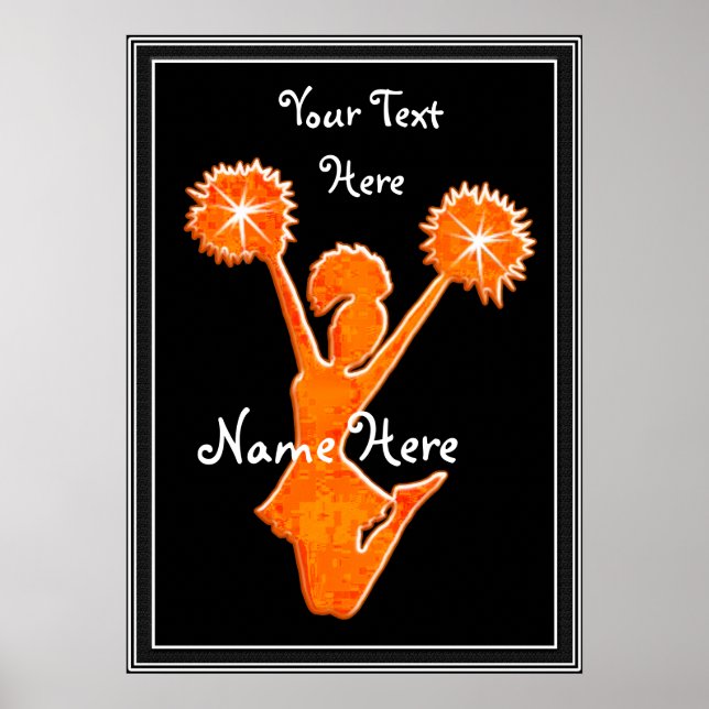 Orange Cheerleader Posters, YOUR TEXT, FARBEN Poster (Vorne)