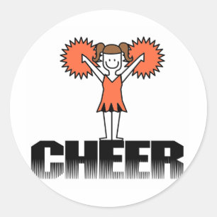 Orange Cheerleader T - Shirt und Geschenke Runder Aufkleber