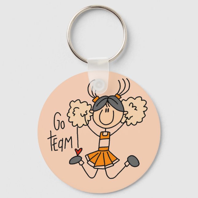 Orange Cheerleader Tshirts und Geschenke Schlüsselanhänger (Vorderseite)