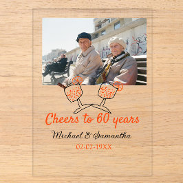 Orange cheers to 60 years anniversary wedding  acryleinladungen