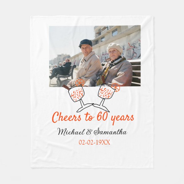 Orange cheers to 60 years anniversary wedding  fleecedecke (Vorderseite)
