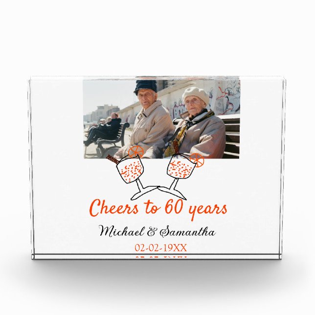 Orange cheers to 60 years anniversary wedding  fotoblock (Vorderseite)
