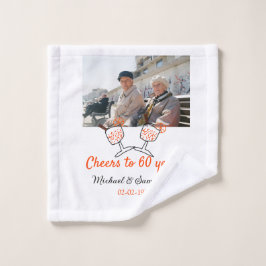 Orange cheers to 60 years anniversary wedding  waschlappen