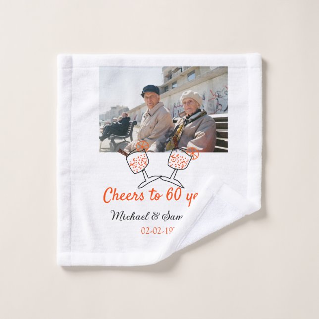Orange cheers to 60 years anniversary wedding  waschlappen (Waschlappen)