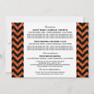Orange Chevron Glitter Informationskarte Einladung