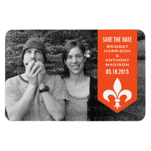 Orange Chic Blühend Banner Speichern Sie das Datum Magnet