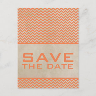 Orange Chic Chevron Save-the-Date-Postkarte Ankündigungspostkarte