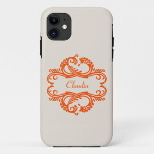 Orange Chic Damask BT iPhone 5 Coque