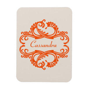 Orange Chic Damask Premium Magnet