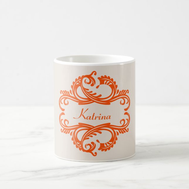 Orange Chic Damask Tasse (Mittel)