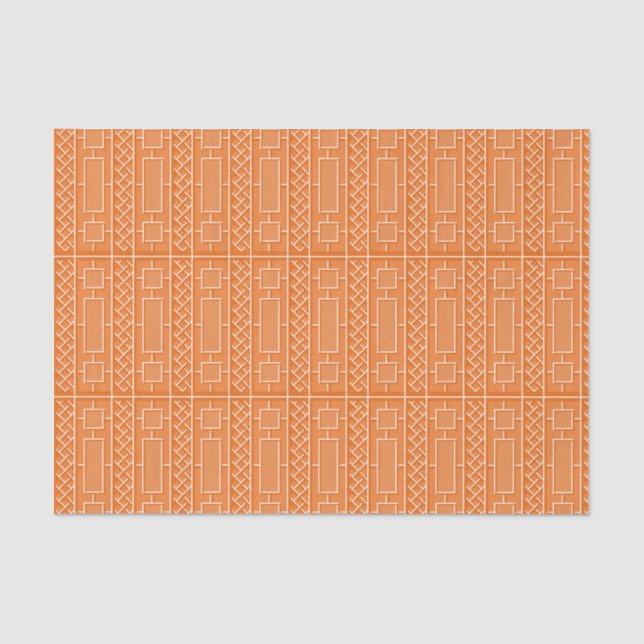 Orange Chinoiserie Bamboo Muster Seidenpapier (Vorderseite)