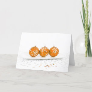 Orange Christmas baubles Feiertagskarte