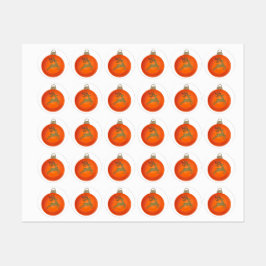 ORANGE CHRISTMAS BUBBLE ETIKETTEN